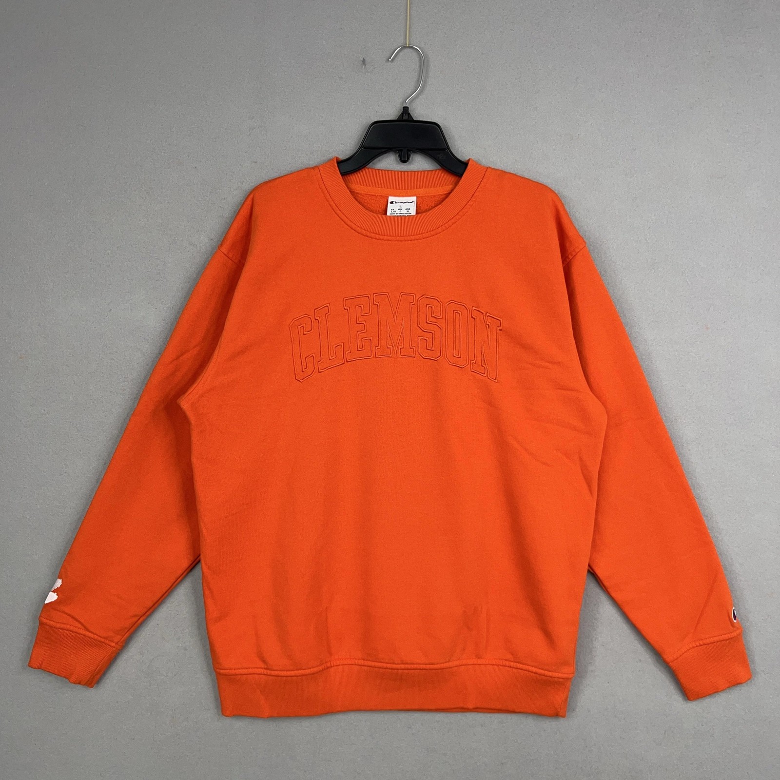 Clemson Tigers Sweatshirt Mens Large Orange NCAA College Football Crew Champion