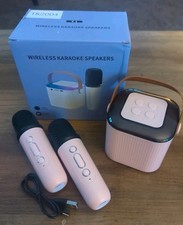 Wireless Karaoke Speaker With Two Microphones. Pink.