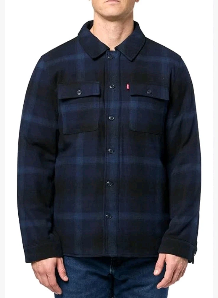 Levi’s Men's Plaid Flannel Shacket Jacket M Winter Layer CabinCore Outdoor Dad