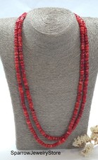 Red coral necklace Handmade coral jewelry Long wrap coral necklace Boho jewelry