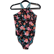 Wonder Nation Girls Youth One Piece Floral Swimsuit Size XL/14-16