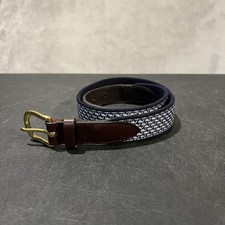 Vineyard Vines Belt Youth Size 26 Navy Whale Silk Leather Brass Preppy Ribbon