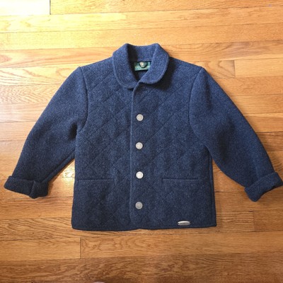 GIESSWEIN AUSTRIA BLUE BOILED WOOL COAT JACKET CHILDREN COAT SIZE: 8 Heavyweight