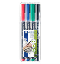 Staedtler Lumocolor Permanent Marker Assorted Colors Box Of 4 Felt Tip Pens