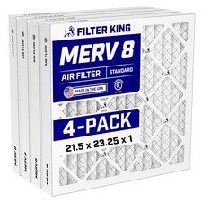 Filter King 21.5x23.25x1 Air Filter 4-PACK MERV 8 Actual Size 21.5 x 23.25 x