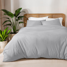 Ultra Soft 100 Organic Cotton Duvet Cover Set - Full/Queen, Light Grey