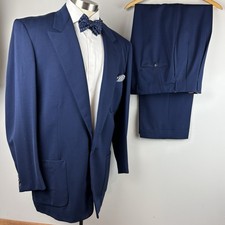 TRUE VTG 50s Don Richards 42R blue wool gabardine 2pc suit Rockabilly 31 x 29