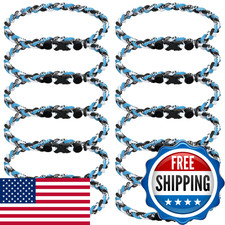 12Pack Baseball Necklaces for Boys, 18inches Braided Rope Tornado Titanium Sport