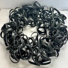 Avant Garde Black Rubber Loop Statement Necklace Sculptural Collar