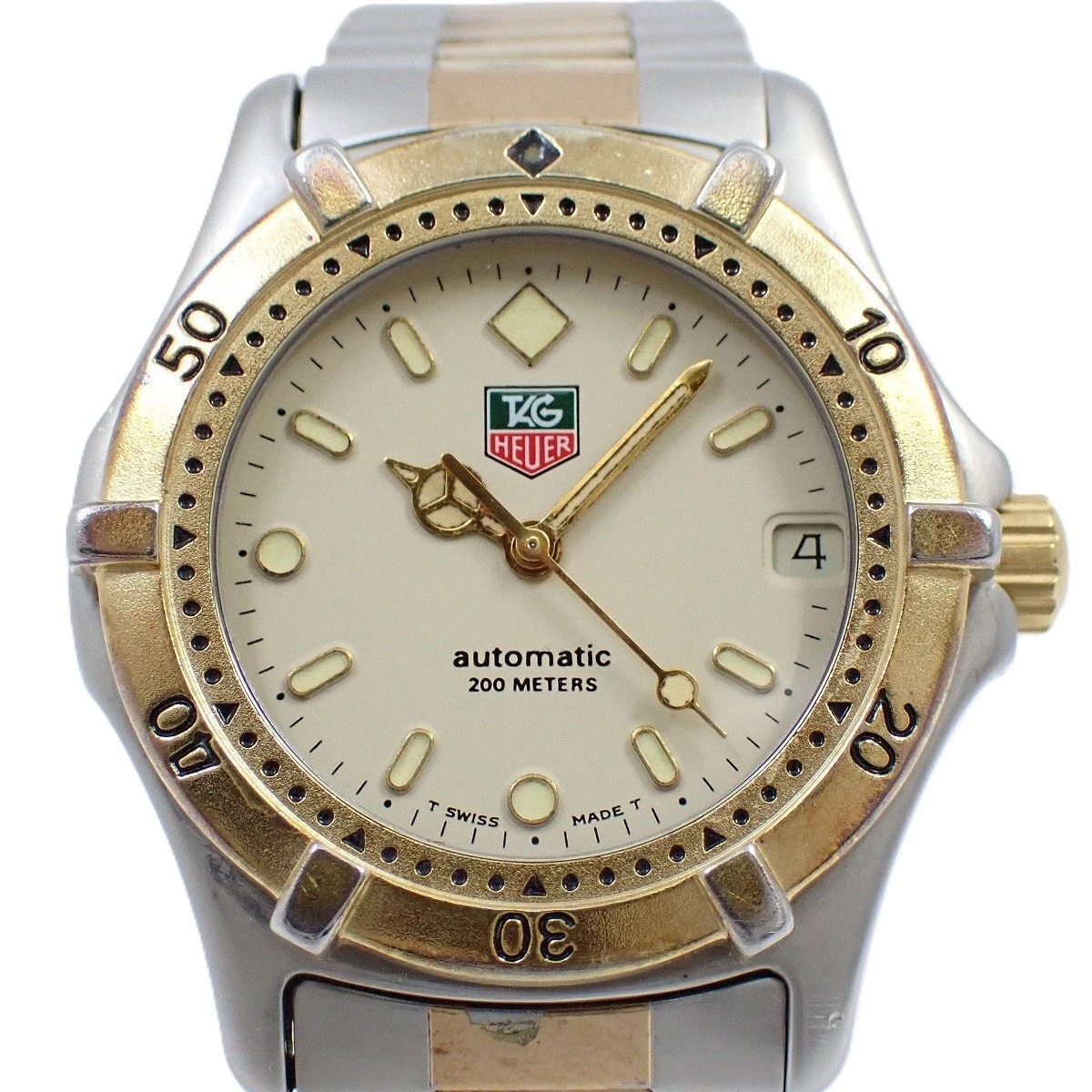 Tag Heuer 2000 Automatic Winding Boys Watch Duo Ivory Dial Genuine Ss Belt 665.7