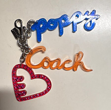 Acrylic/Metal Blue/Orange/Pink Heart Charm Key Chain Rhinestone Accent Women