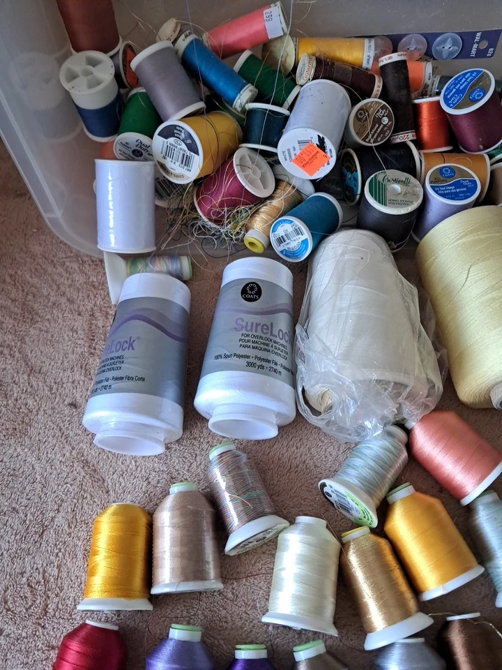 SureLock Coats & Clark Thread Spools Spun Polyester Mixed Lot Of 50+ Pc - Image 4 of 4