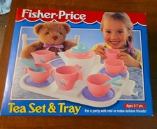 RARE Fisher Price Toy Tea Set  Tray 1997 NIB HTF Vintage