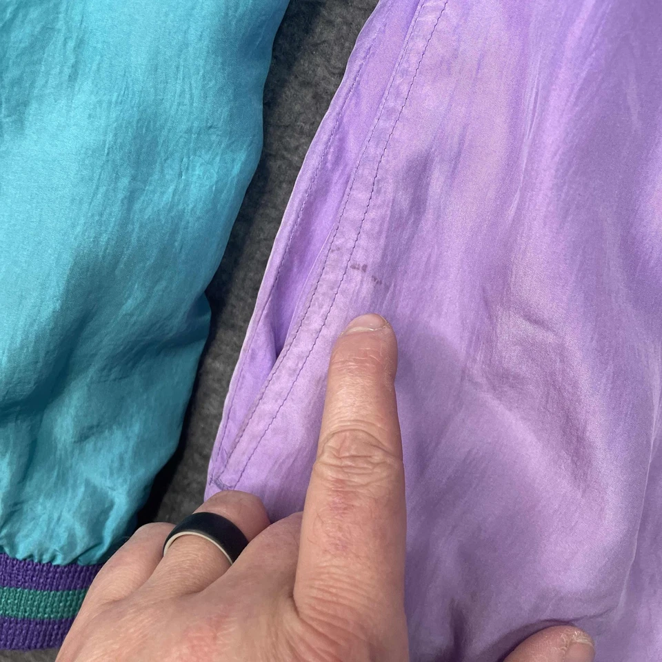 Chaqueta de colección Olympic Exposure para mujer pequeña bombardero púrpura verde azulado deportiva años 80 Foto 4 de 4