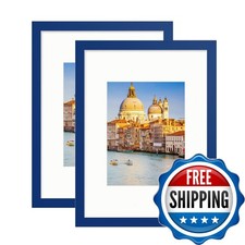 wyooxoo Picture Frame Set of 2 8x12 Dark Blue Solid Wood Photo Frames 6x8/8x12
