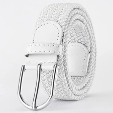 Woven Stretch Belt Elastic Canvas Casual Metal Buckle Waist Strap Unisex Belts