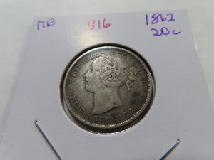 B16 Canada New Brunswick 1862 Silver 20 Cents