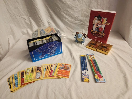 Pokemon Lot - Cards, Vintage Japanese Pencils, Blastoids toy, Gold Cards & Manga