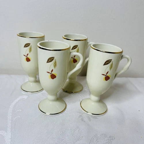 Autumn Leaf - 4 Espresso Coffee Cups - NALCC 1998 - Hall China Jewel Tea