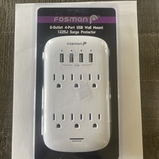 6 Outlet Extender 1225J Surge Protector With 4 USB Charger Port Wall Adapter Tap