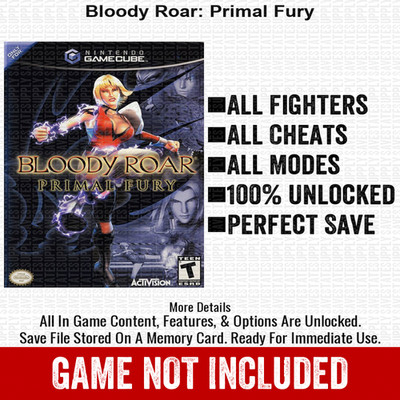Bloody Roar Primal Fury 100% Nintendo GameCube Memory Card Save CHEATS