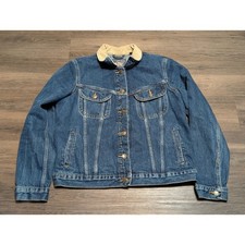 Gap Blue Denim Trucker Jacket Mens Large Corduroy Collar Medium Wash Cotton L