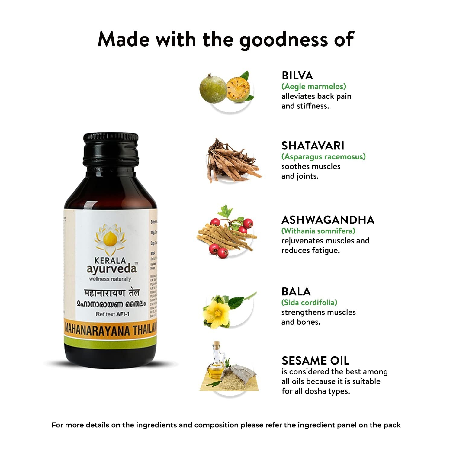 Kerala Ayurveda Mahanarayana Thailam, 100 Ayurvedic Oil for Body Pain