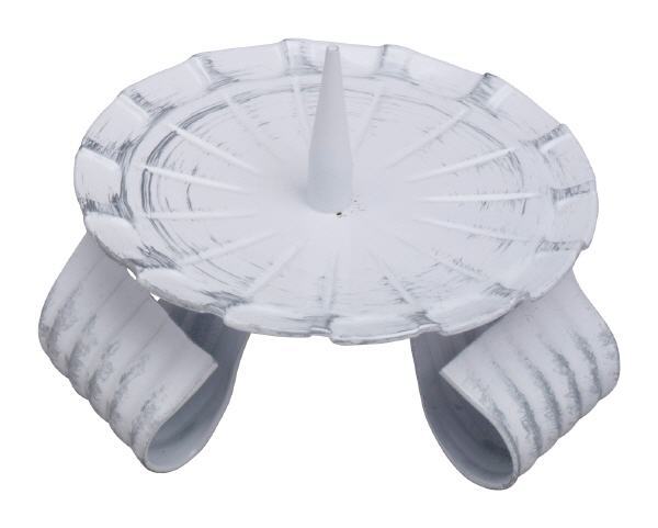 Kerzenleuchter Aus Eisen Mit Dorn In Weiß/Silber Ø 8 Cm, Ideal FüR Taufkerzen-image