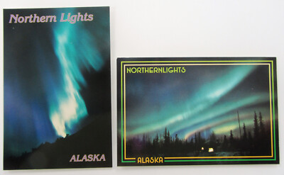 USA Postcards America Lot 2 x ALASKA Northern lights Aurora Borealis Postkarten