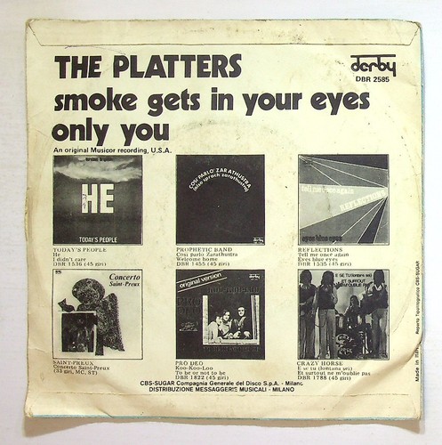 EBOND The Platters - Smoke Gets In Your Eyes / Only You Vinile - V131061 - Foto 2 di 2