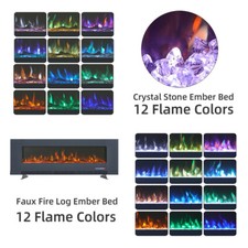 LED Fireplace Media Wall Fire Wall Mounted / Standing Electric Heater 40-100in