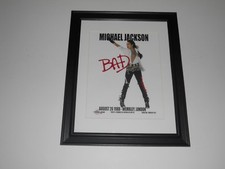 Framed Michael Jackson Bad Tour Poster 1988 Wembley, UK 8/26/88 14" x 17" 