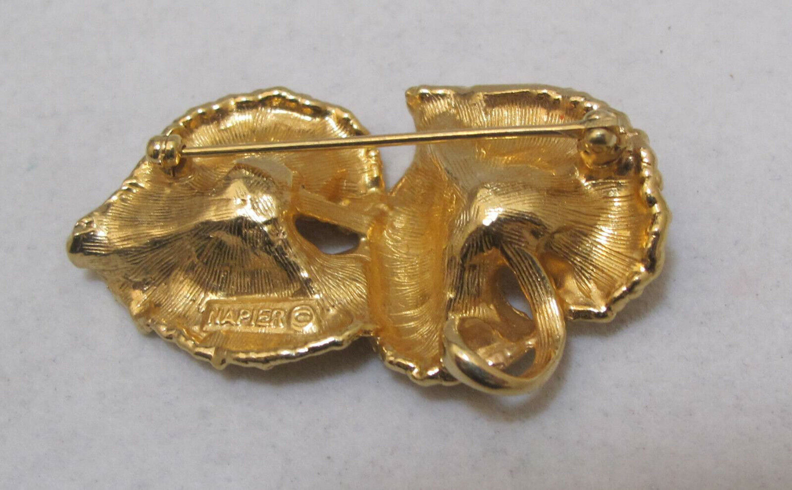 Stunning Vintage NAPIER Double CALADIUM LEAF Gold… - image 8