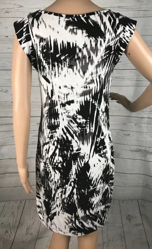 Apt. 9 Dress XS Black White Gray Abstract Print Stretch Short Sleeve Tie Dye - Picture 9 of 12