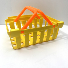 Vintage 1984 Fisher Price Shopping Groceries Basket Yellow Food Pretend Play Toy