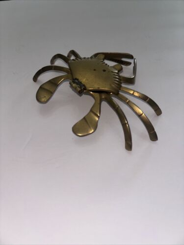 Brass Crab Trinket Box Ashtray Hinged Lid Nautical Vintage Century MCM - Picture 4 of 11