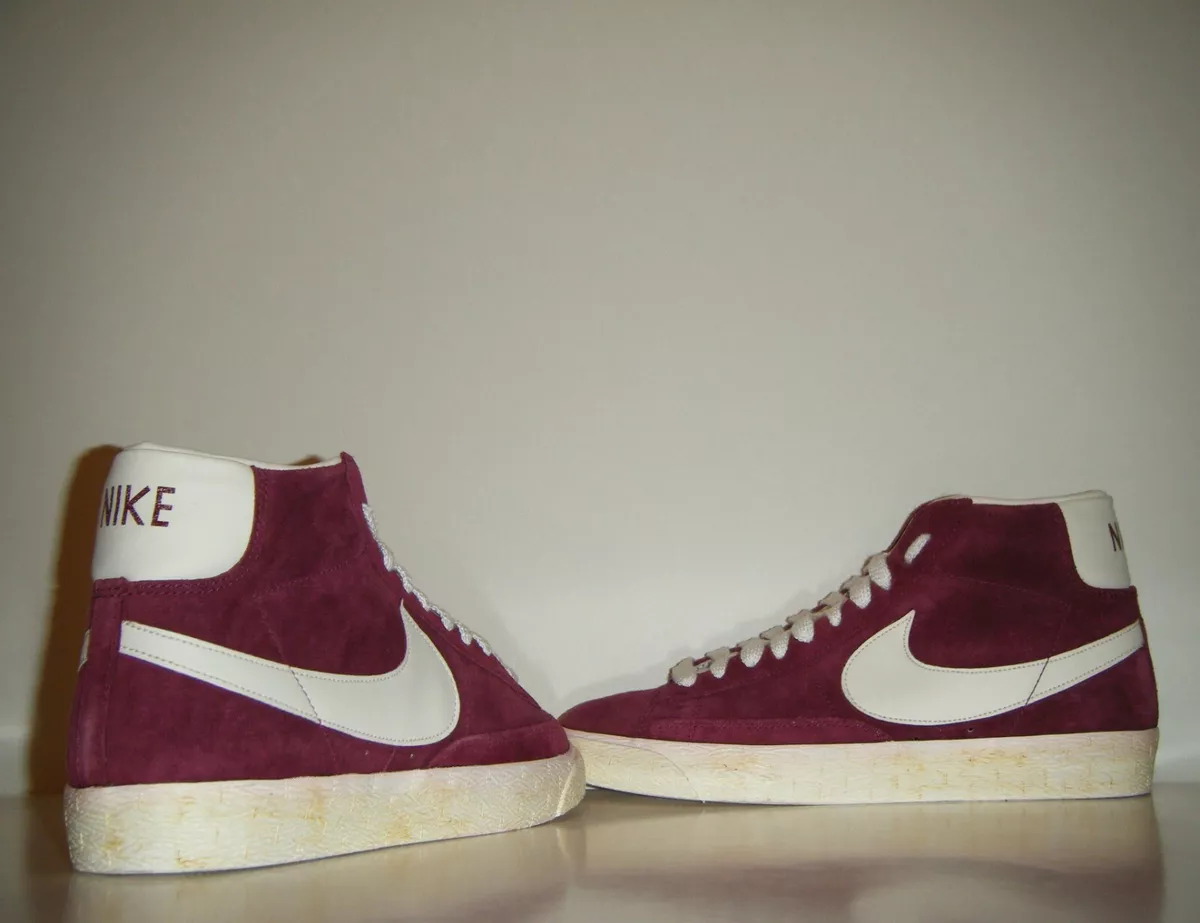 2010 Nike Blazer Hi Suede Vntg Retro Burgundy White QS Sz. 8 Off