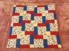 Patchwork Quilt Table Topper Wall Decor Stars Red Blue White Patriotic 18x18