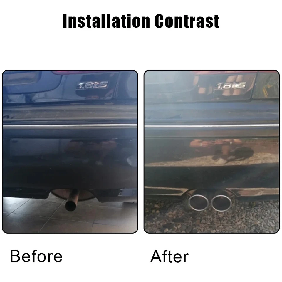 Silenciador Coche Accesorios Automóviles Tubo de Escape Borde Doble Salida Cola Garganta 63mm Foto 4 de 4