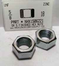 5/8-18 Finished Hex Nuts Grade 5 Steel Zinc Plated (50)