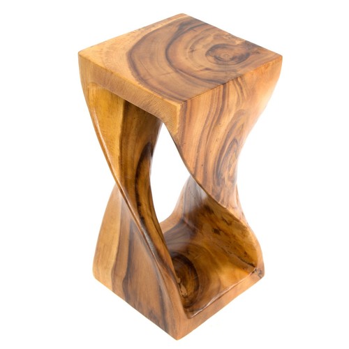 Carved Wooden Rustic Twisted Infinity Stool Plant Stand Table 41cm ...