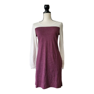 CHASER Burgundy Cream Colorblock Long Sleeve Super Soft Mini Dress Size S New