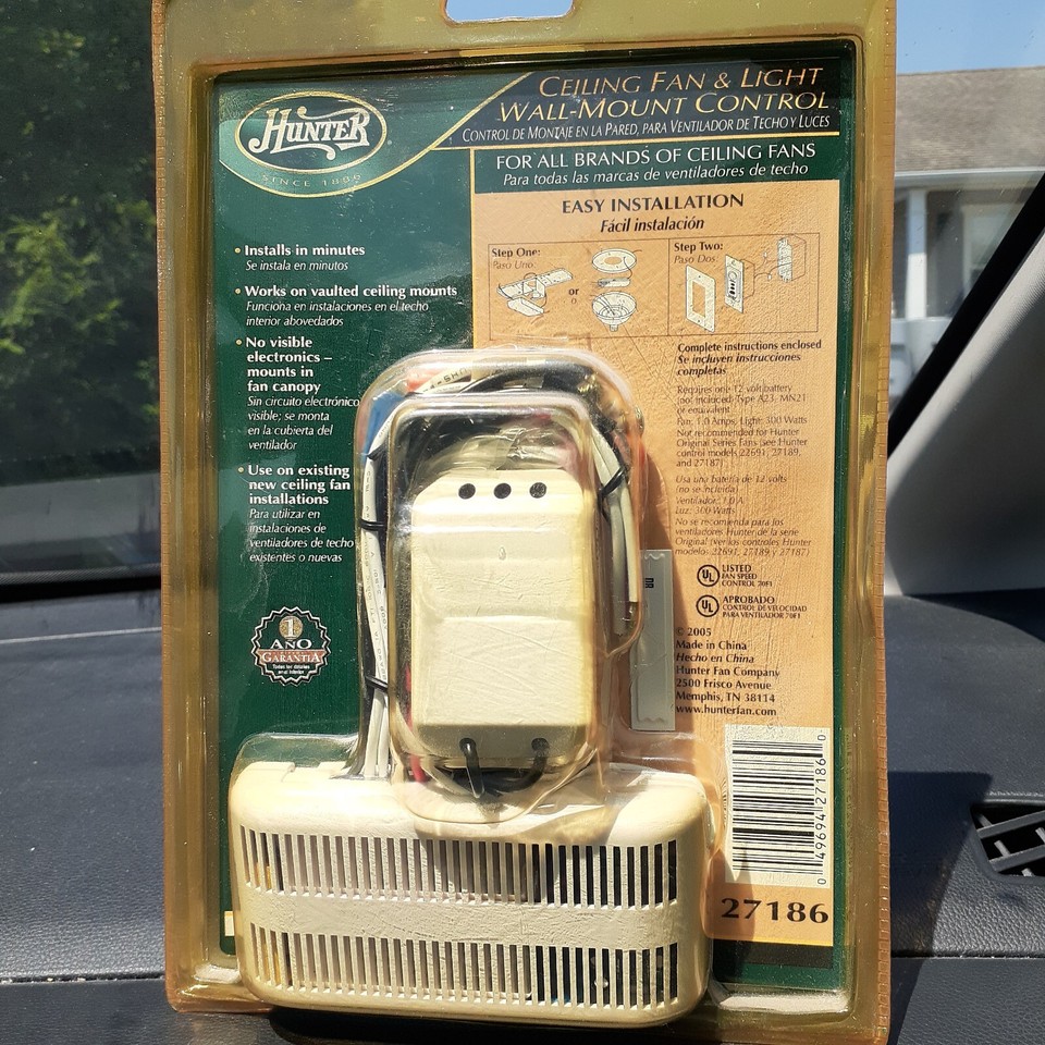 Hunter 27186 Ceiling Fan Light WallMount Control Dimmer All Fan Brand