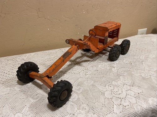 Livellatrice stradale Structo Toys vintage anni '50 acciaio pressato arancione - ricambi/restauro - Foto 1 di 6