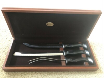CUTCO ナイフセット 1731 1732 1733 木製ケース付き Vintage Cutco 3 Piece Carving Knives Set Cherry Wood Chest Items