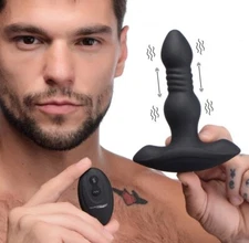 Thunder Plugs Vibrating & Thrusting Silicone Rechargeable Plug w/ remote-control