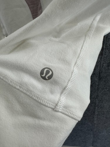 Lululemon Stride Hoodie Women’s Size 6 White Heather Full Zip Up Thumb Holes - Picture 8 of 15