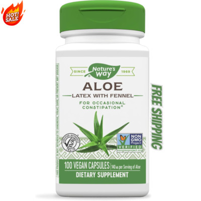 Nature's Way Aloe Latex with Fennel, For Occasional Constipation*, 100 Vegan Cap