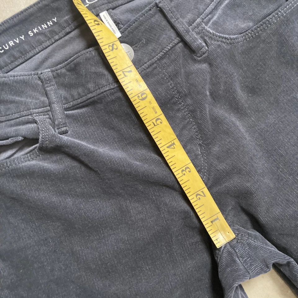 Ann Taylor Loft 灯芯绒裤子女式 2 灰色曲线紧身低腰经典 — 第 3/4 张图片