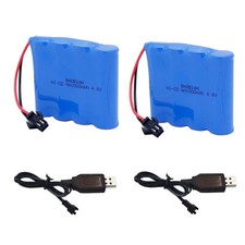 2x 4.8V 1000mAh Ni-Cd AA Battery Pack Rechargeable SM-2P Plug For RC Car Toys US